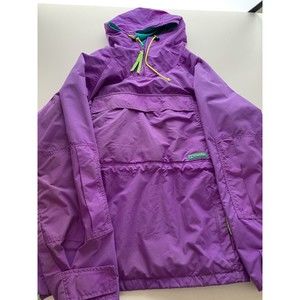 Vintage Columbia 1/4 Button Hooded Windbreaker Jacket Women's XL Purple A5